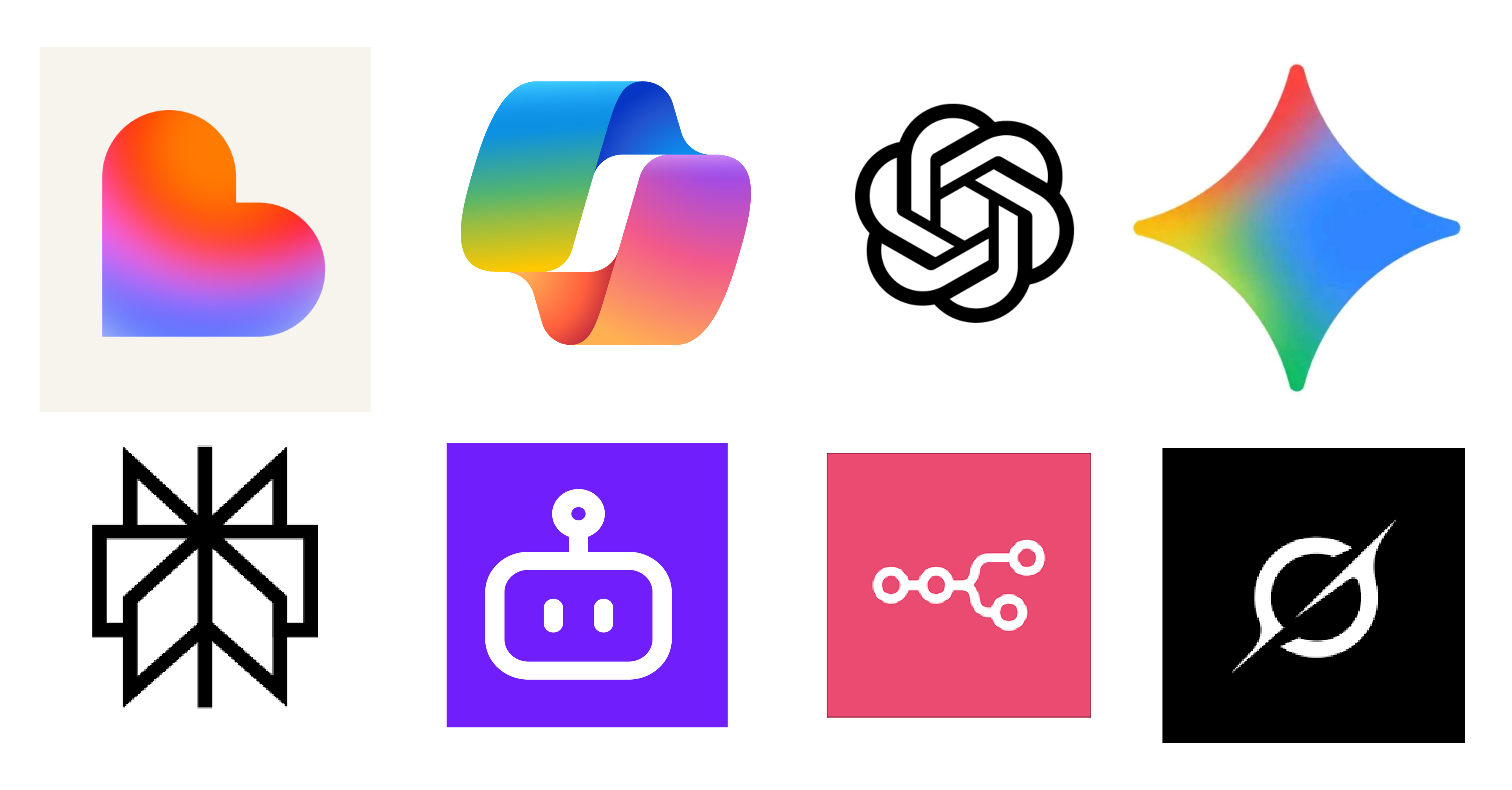 Reference board of large AI company logos